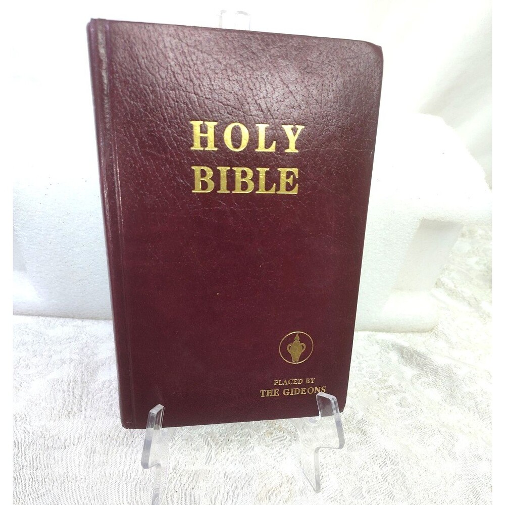 Holy Bible Placed By The Gideons 1985 Hardcover Burgundy Gideons Green Edition